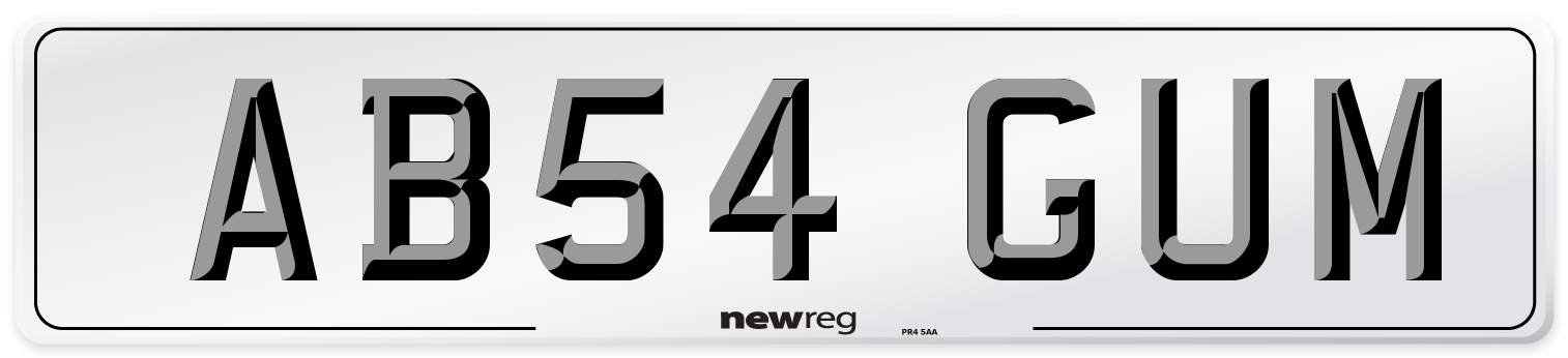AB54 GUM Number Plate from New Reg